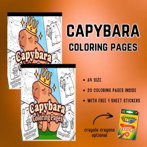 Capybara Coloring Pages Coloring Sheets 20 pages with Free stickers