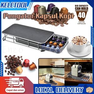 40/80Pcs Tempat Kapsul Kopi Behan Besi Coffee Capsules Drawer Rak Holder Kotak Nescafe Kapsul Nespresso Rak Holder Kotak Nescafe