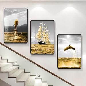 Nordic living room decoration painting sofa wall mural Staircase painting modern crystal painting 3pcs set for bedroom