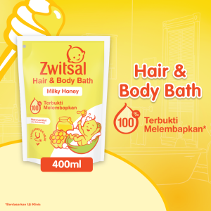 Zwitsal Baby Bath Hair and Body Milky Honey 400ml