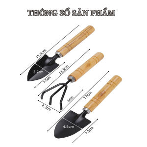 Bộ 3 Món Cuốc Xẻng Mini Cầm Tay Cán Gỗ Chuyên Dùng Bộ Dụng Cụ Xới Đất Trồng Cây Nhỏ Gọn Chăm Sóc Cây Cảnh Tiện Lợi Đa Năng