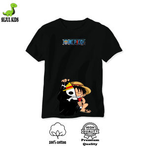 BAJU KAOS DISTRO ANAK LAKI LAKI DAN PEREMPUAN NARUTO MONKEY D LUFFY ONE PIECE HITAM COTTONCOMBED 24S