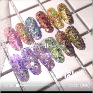 Nhũ kim tuyến vảy cá ánh 7 màu - trang trí móng ẩn gel phong cách Hàn Nhật