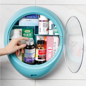 【Soft Lip Shop】 Wall-Mounted Cosmetic Storage Box Storage Rack Cosmetic Organizer Bathroom Toilet Table Clear Plastic Wall Mounted Box Cosmetic Storage Transparent Dustproof Makeup Storage Box with Drawer