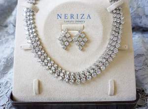 Neriza Jewelry/ชุดเครื่องประดับเจ้าสาวเพชรสังเคราะห์ ประกายไฟเทียบเท่าเพชรแท้ จัดส่งพร้อมกล่องNSW054