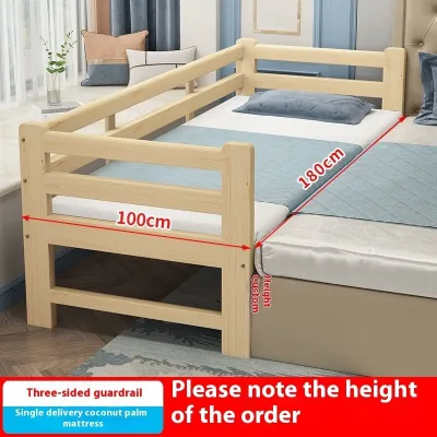 Solid Wood Baby Bed Splicing Together Children Bed Seamless Kids Bed Frame Thickening Bed Extension
