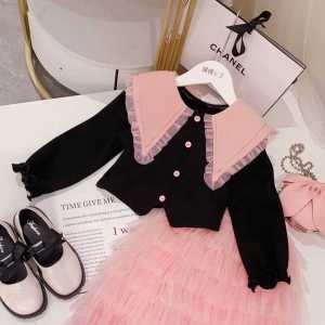 WANDER เสื้อผ้าเด็กผญ ชุดแฟชั่นเด็กผู้หญิง ดีไซน์สไตล์เจ้าหญิงเกาหลี ชุดเซ็ต2ชิ้นเสื้อแขนยาวเด็กผู้หญิง + กระโปรงทรงเค้ก2389