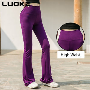Luoke กางเกงโยคะเข้ารูปสำหรับผู้หญิงกางเกงกีฬาสำหรับฤดูใบไม้ผลิและฤดูร้อนกางเกงเอวสูงยุโรปและอเมริกากางเกงขาบานเข้ารูปสำหรับผู้หญิง