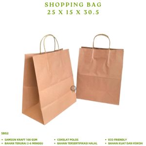 Paper Bag Shopping Bag Kraft Tas Kertas Kantong Belanja 25x15x30.5 (Isi 5 Pcs / SBG2)