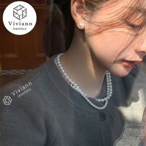 Viviann Original Trend Elegant Jewelry Wedding Big Pearl Necklace For Women INS fever 6mm 8mm Fashion White Pearl Choker Necklace Pearl Chain Choker Necklace Wedding Pendant Necklace Fashion Jewelry