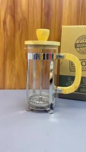Keep Home Bamboo Lid & Handle Glass Coffee Press Coffee Maker Stainless Steel Stand 350ml/600ml