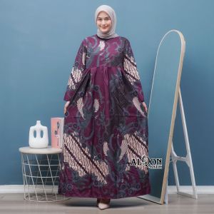 Gamis Batik Polymicro Tali Samping Resleting Depan Busui Friendly