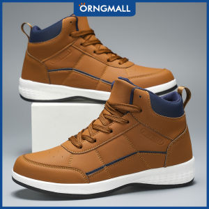 ORNGMALL Mens Casual High-Top Sneakers - Lightweight PU Upper & EVA Cushioning Sole - Stylish Contrast Color Design with Breathable Comfort Lining for the Daily wear Office Travel Streetwear - Lace-Up Closure for Dress and Casual Use