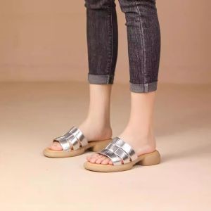 Woven Slippers Are Worn By Women Outside The Summer Open Toe with Skirt Comfortable Thick-soled Sandals Foreign Trade Plus-size Semi-drag