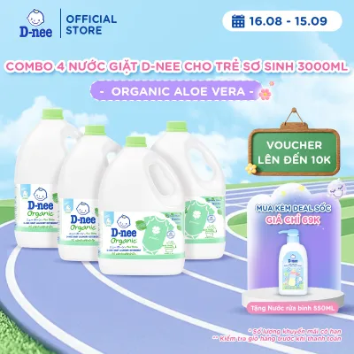 Combo 4 Nước giặt quần áo D-nee 3000 ML - Organic Aloe Vera