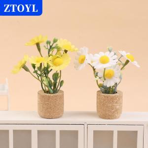 [COD] ZTOYL บ้านตุ๊กตา1 12จำลองต้นไม้เดซี่กระถางโมเดลตุ๊กตาบ้านดอกไม้ตกแต่งของเล่นตกแต่งสวนภูมิทัศน์ขนาดเล็ก