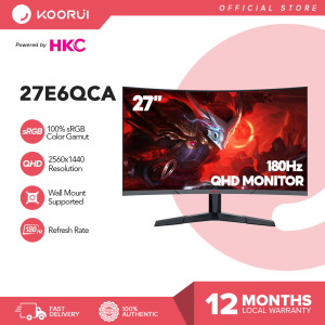 Koorui 27E6QCA 27 Inch VA QHD 180HZ 1ms HDR10 SRGB (Black redHDMI+HDMI+DP) Curved 1500R FreeSync & G-Sync Compatible Gaming Monitor Computer PC Design Monitor