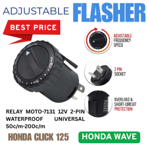 HONDA CLICK 125 MOTORCYCLE  ADJUSTABLE FLASHER RELAY MOTO-7131 12V 2-PIN WATERPROOF UNIVERSAL 50c/m-200c/m