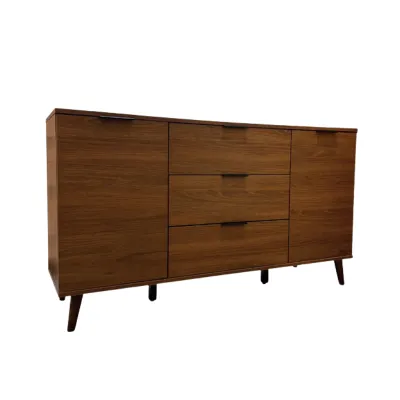 VHIVE Hamburg 1.4m Sideboard - 140cm 2 Door 3 Drawers Oak White Walnut Storage Cabinet Cupboard