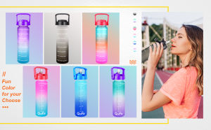 QuiFit Motivational Water Bottle 1L 32OZ withTime Maker & Straw Durable and Recycle Tumbler Loving Gift For Fitness Outdoor Enthusiasts