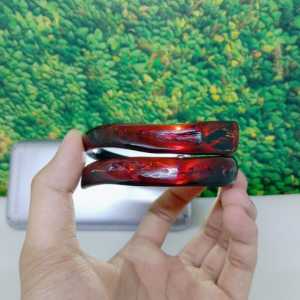 gelang akar bahar lentur merah Kristal tembus cahaya minimalis size kantoran gelang akar bahar merah