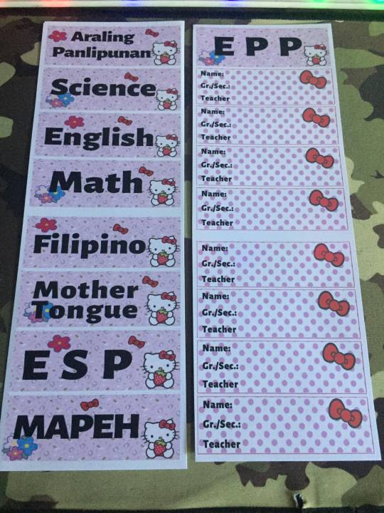 HELLO KITTY THEMED |LOWER GRADES SUBJECT AND NAME STICKER SET | Lazada PH