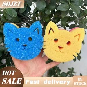 SDJZT Mèo Mặt Miếng Bọt Biển Hai Lớp Nhiệt Độ Nhạy Cảm Cho Rửa Các Món ĂN Nồi Chảo Trong Nhà Bếp Thiết lập