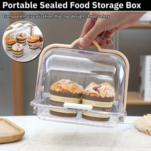 Mini Portable Sealed Bread Bowl Storage Box Cake Fresh Keeper Food Storage Container Acrylic Bread Manager Bakery Organizer