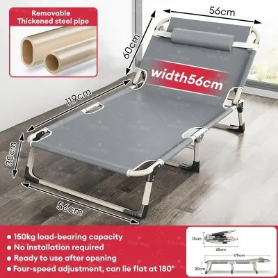 Ditto Folding Bed With Foam 2 in 1 Adjustable Folding Chair Adjustment Installation-Free Office Nap Bed 300KG Load