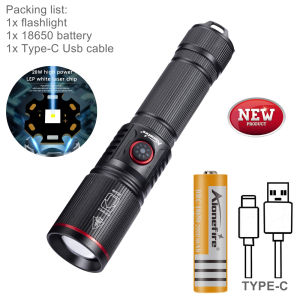 Alonefire SV96 20W Zoom Round Beam Light LED High Power Flashlight USB Rechargeable Torch Camping Outdoor Fishing Walking Lighting Lamp