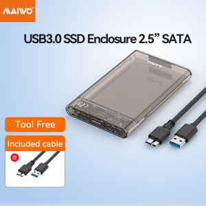 MAIWO 2.5inch HDD Casing Transparent SSD Enclosure Type C 5Gbps to SATA Hard Drive HDD Enclosure for External Hard Disk 2.5" with UASP Toolfree