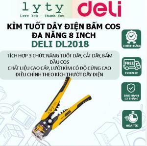 KÌM TUỐT DÂY ĐIỆN 8 INCH BẤM COS ĐA NĂNG DELI DL2018.CHẤT LIỆU CAO CẤP- ĐIỀU CHỈNH LỰC TUỐT DÂY DỄ DÀNG