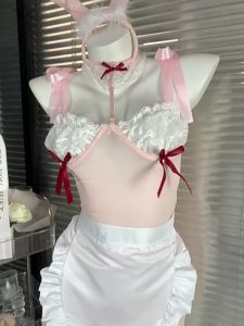 CP40 Bộ đồ Cosplay thỏ đính nơ kèm bờmset đồ ngủ hoá trang ôm body gợi cảm quyến rũ CP40