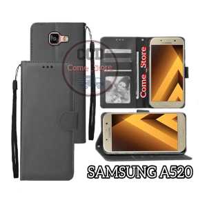 Casing Untuk Samsung Galaxy A520 (A5 2017) Case Wallet Flip Cover Leather Premium Sarung Buku Hp