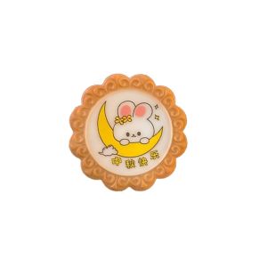 OKDEALS01 Cartoon Simulated Mooncake Night Light Plastic Decorative Festival Ambient Lighting Creative Rabbit Pattern Glowing Mooncake Ornament Home Decor