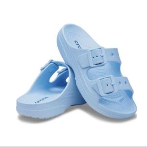 Dép Lê Buckle đế thấp chuẩn xịn chống hôi chân nhựa đúc liền khối siêu bền đi mưa lội nước đi biển cho nữ màu xanh dương