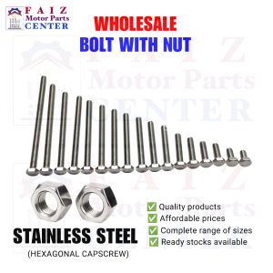 10 sets. STAINLESS STEEL 10x15mm up to 10x100 (#13 sa yabe/tools)HEX. CAPSCREW BOLT &NUT