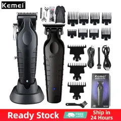 Kemei 2299 Barber Cordless Hair Trimmer 0mm Zero Gapped Carving Clipper  Detailer Professional Electric Finish Cutting Machine