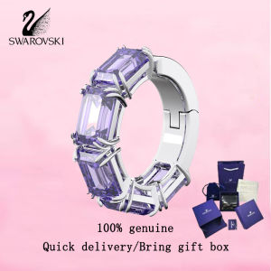 💎 Swarovski 💎 Womens fashion earrings S925 Sterling silver octagonal cut Swarovski zirconia purple Crystal Gemstone 5612669 millennium ear sleeve Valentines Day gift Birthday gift