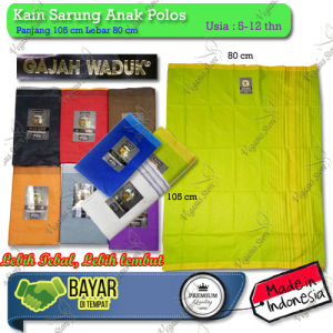 Sarung Anak Junior SDSMP Usia 5-12th - Kain Sarung Gajah Waduk Warna Polos anak Junior - Vegasus Store