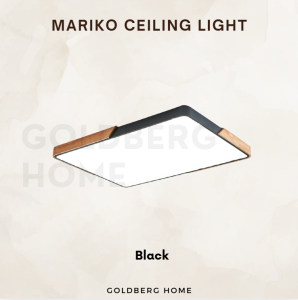 Mariko Nordic Rectangle 34W 45W 65W 90W LED Ceiling Light - Black White Wooden frame | Goldberg Home