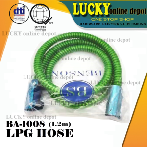 BA1008 LPG HOSE GREEN 1.2M W/ CLAMP