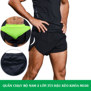 Quần Chạy Bộ Nam 2 Lớp Túi Hậu Kéo Khóa M530