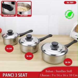 Panci Set Stock Pot Panci Susu Mini Stainless Steel Panci Sup Soup Pot Baskom dengan Tutup Stainless