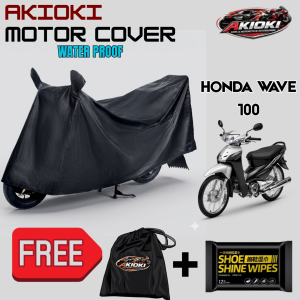 AKIOKI Motor Cover Waterproof for HONDA WAVE 100 Motorcycle with Storage Bag and Shoe Wipes