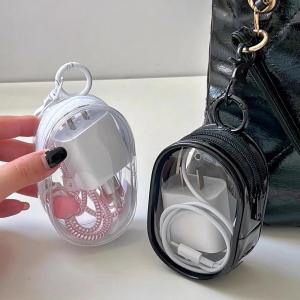PVC Clear Portable Data Cable Storage Bag Cable Protective Cover Travel Storage Box