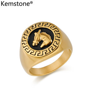 Kemstone nhẫn thép không gỉ cho nam cổ điển nhẫn trang sức nhẫn tròn