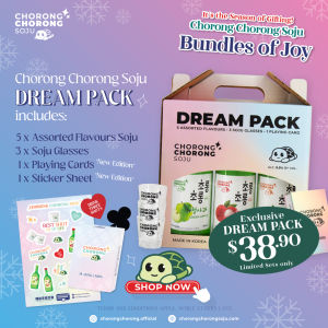 Chorong Chorong Soju - Dream Pack | Green Grape Green Apple Lychee Peach | Soju Glasses | Playing Cards | DIRECT FROM KOREA