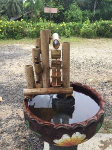 กังหันไม้ไผ่ รวมมอเตอร์ ใช้สำหรับตกแต่งสวน เสริมฮวงจุ้ย