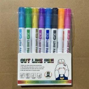 Glidea 8 Colors Double Line Contour Pen Set Metallic Markers for DIY & Creative Art Projects Smooth Writing Bright Colors Great for Cards Journals